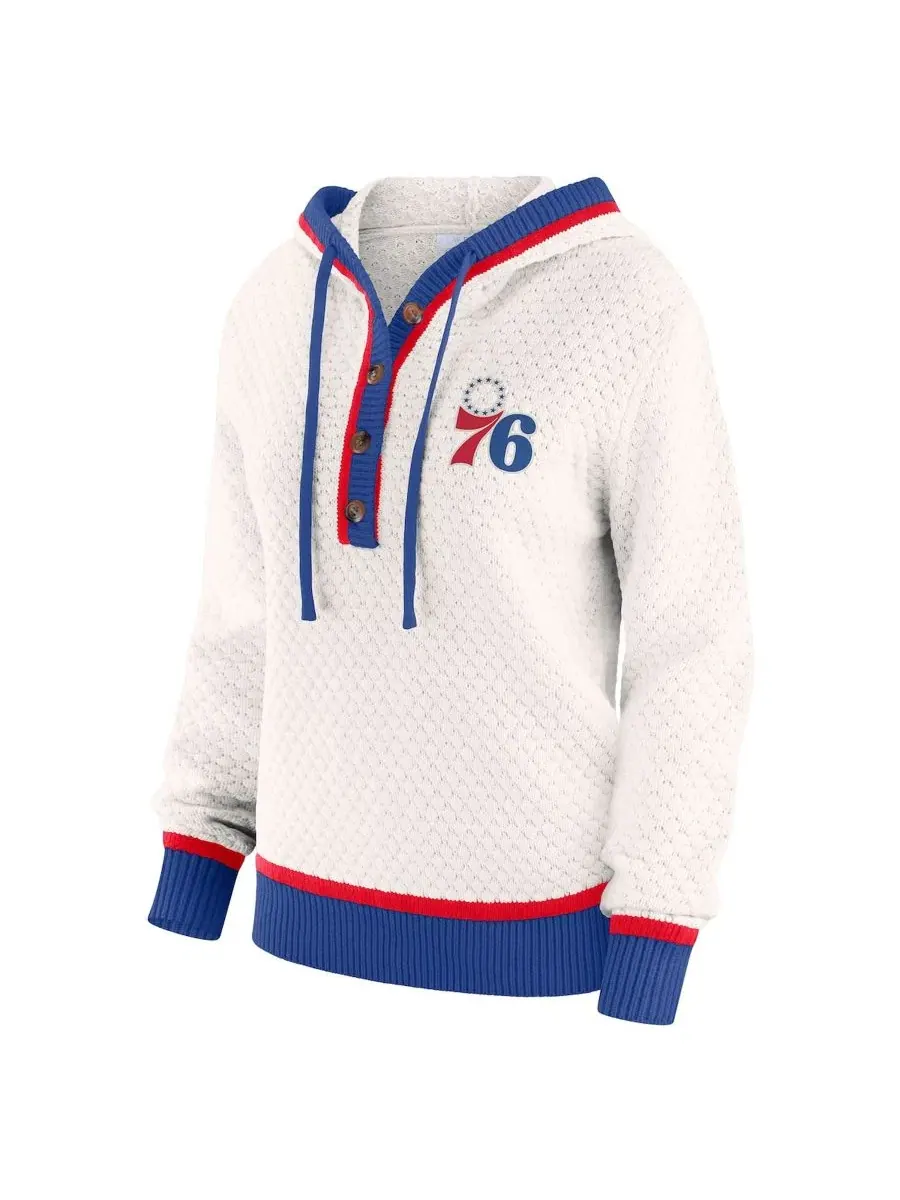 Худи с капюшоном и принтом Philadelphia 76ers, модель Hoodie Sweater WEAR by Erin Andrews — изображение 2 из 5, бежевый