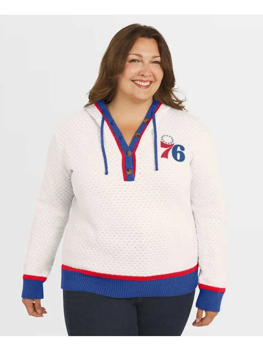 Худи с капюшоном и принтом Philadelphia 76ers, модель Hoodie Sweater WEAR by Erin Andrews — изображение 4 из 5, бежевый