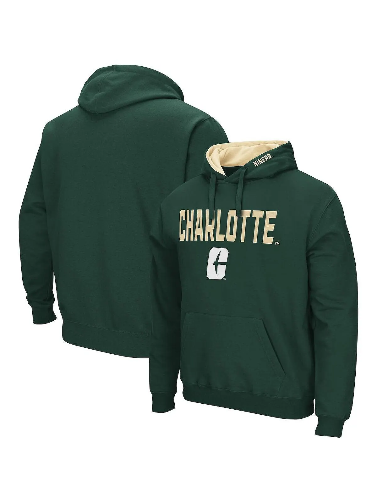 Мужской зеленый пуловер с капюшоном Charlotte 49ers Arch и логотипом Colosseum