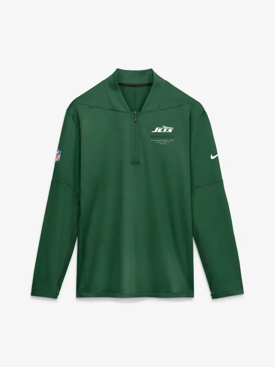 Пуловер с половиной застежкой-молнией Nike New York Jets Sideline Logo Glory Dri-FIT — изображение 1 из 2, зеленый черный