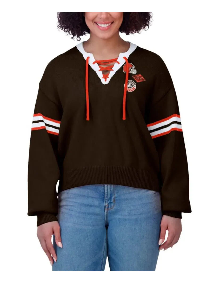 Свитер с кружевной шнуровкой, с длинным рукавом WEAR by Erin Andrews — изображение 4 из 4, коричневый