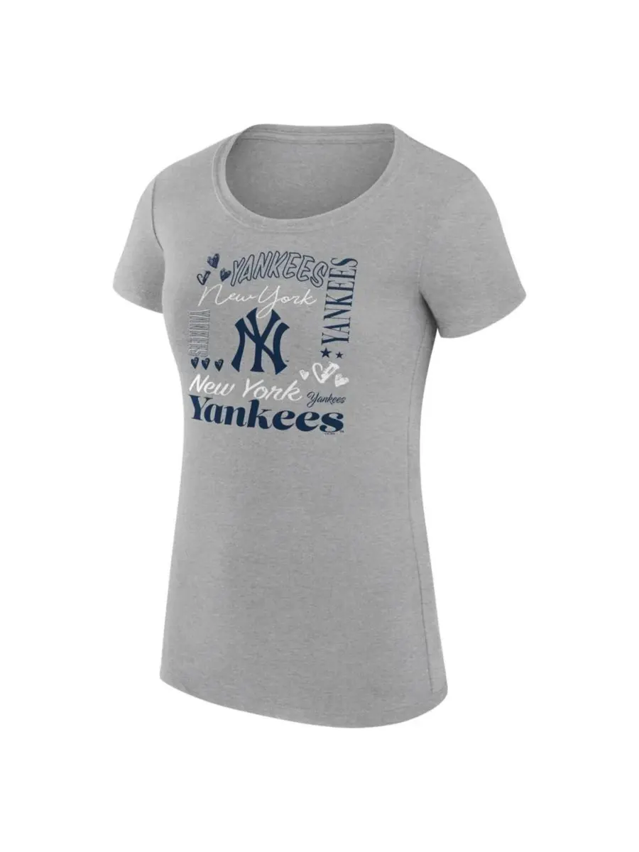 Футболка с принтом Super-Slim Fit New York Yankees Collage Graphic G-III 4Her by Carl Banks — изображение 2 из 5, серый