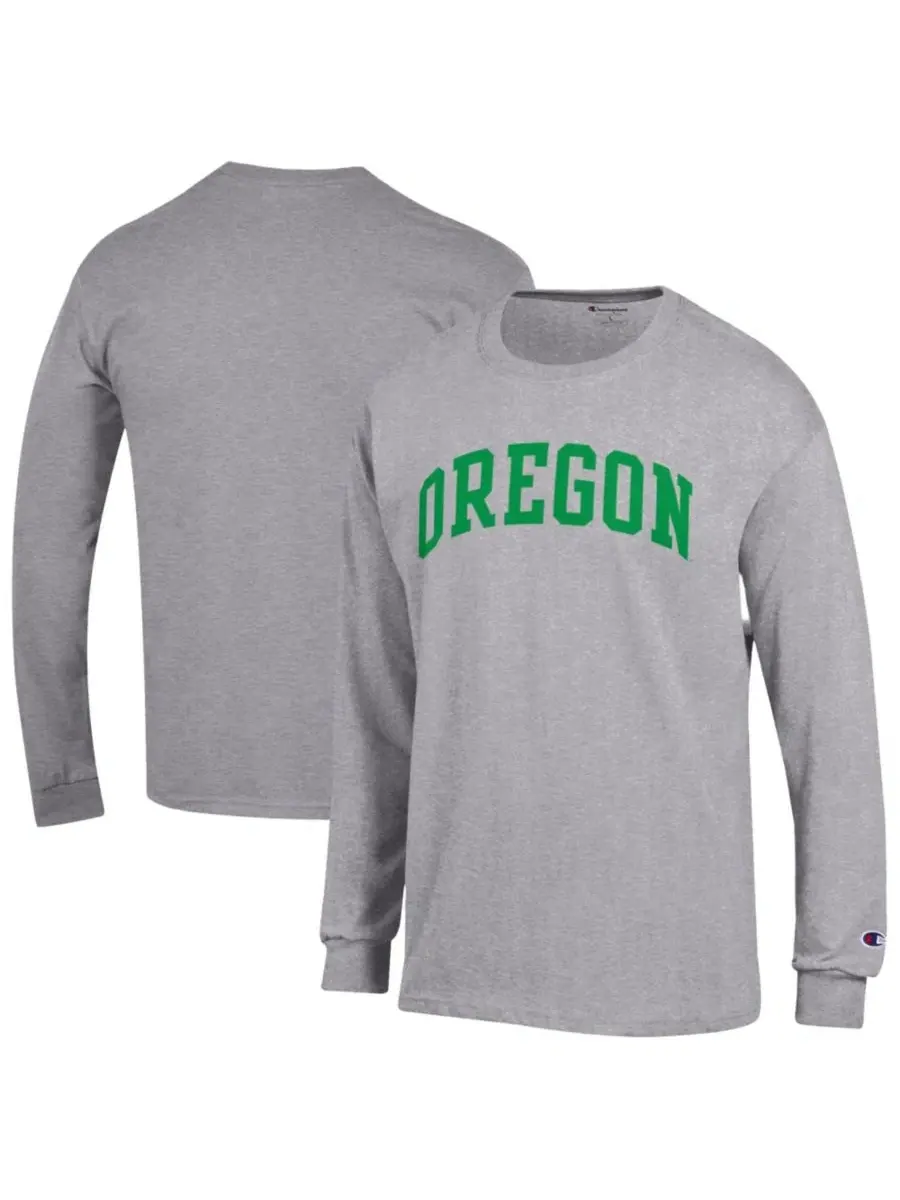 Футболка с длинным рукавом с принтом Oregon Ducks Basic Arch Champion — изображение 1 из 3, серый