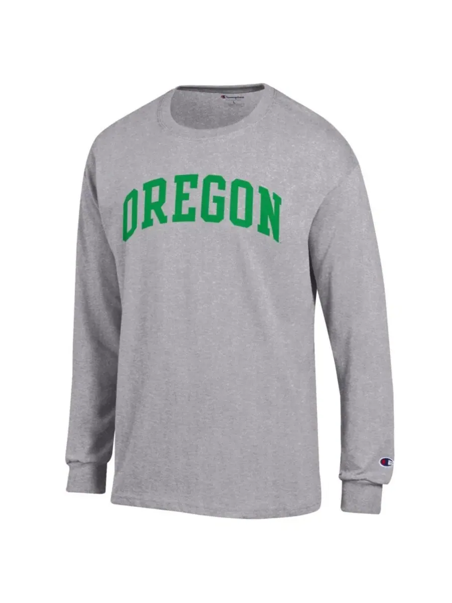 Футболка с длинным рукавом с принтом Oregon Ducks Basic Arch Champion — изображение 2 из 3, серый