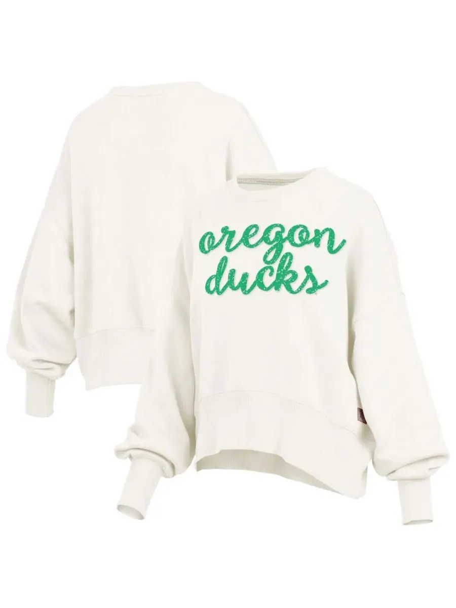 Женский свитшот оверсайз с принтом Oregon Ducks Pressbox — изображение 1 из 3, бежевый