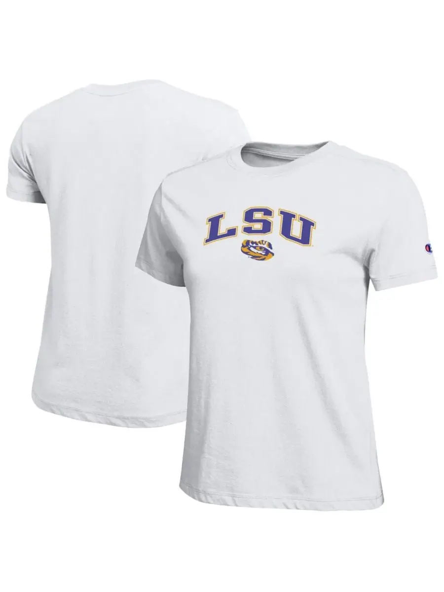 Футболка с длинным рукавом с принтом LSU Tigers Arched Over Logo Champion — изображение 1 из 3, белый