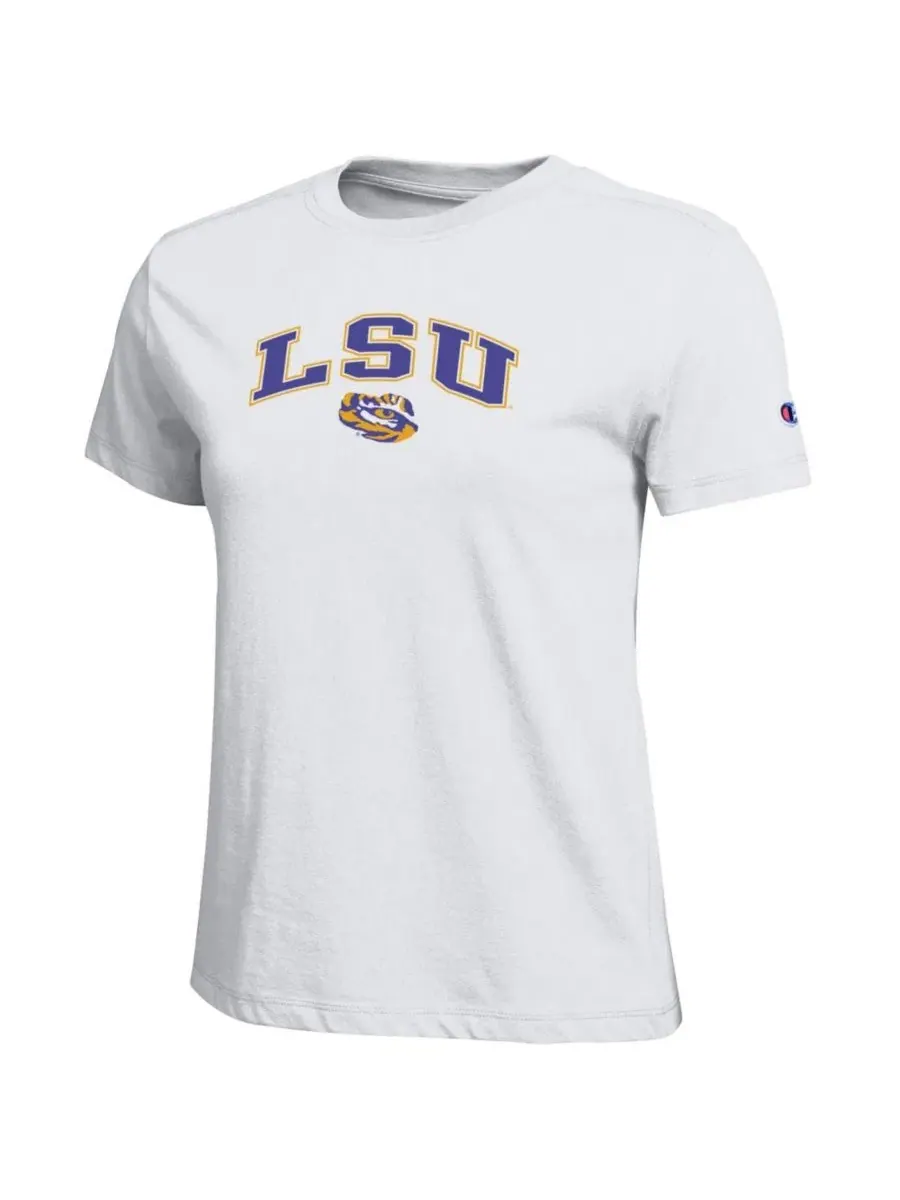 Футболка с длинным рукавом с принтом LSU Tigers Arched Over Logo Champion — изображение 3 из 3, белый