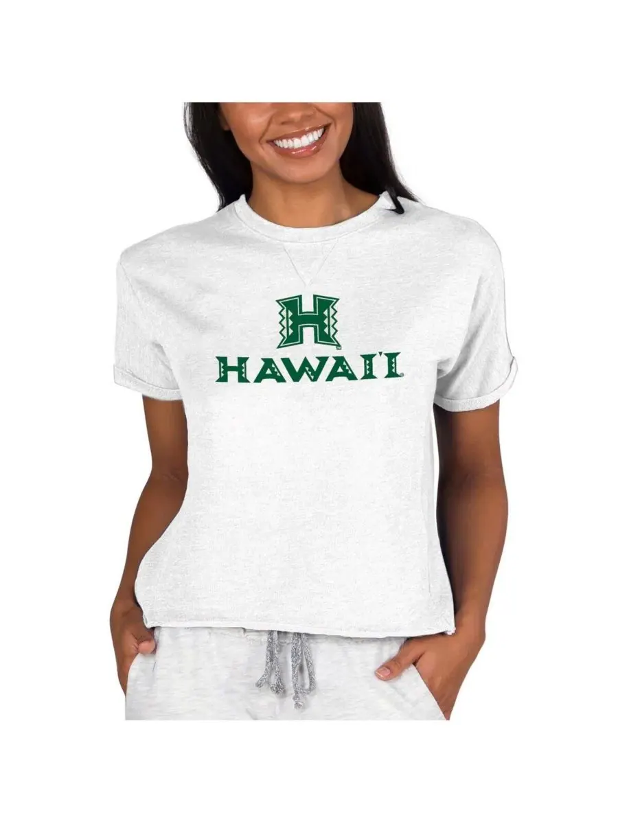 Женский свитшот с коротким рукавом с принтом Hawaii Rainbow Warriors Concepts Sport — изображение 1 из 1, овсяный