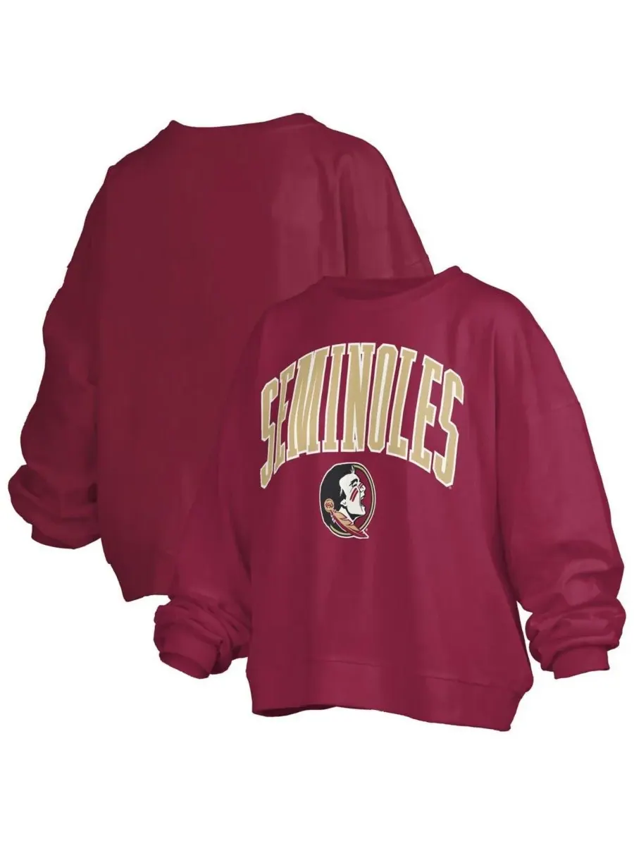 Женская толстовка Garnet Florida State Seminoles Janise Arch Over Logo Waist Length Oversized — изображение 1 из 3, гранат