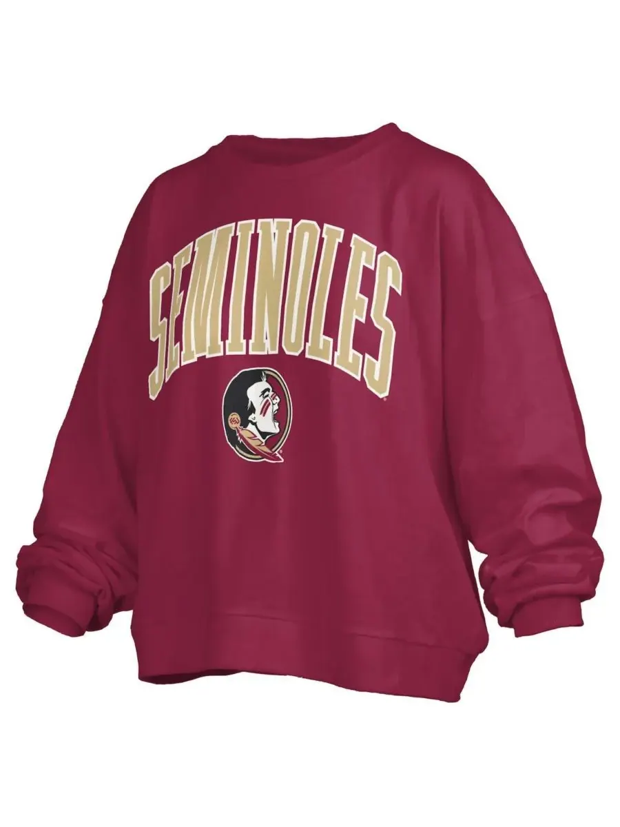 Женская толстовка Garnet Florida State Seminoles Janise Arch Over Logo Waist Length Oversized — изображение 3 из 3, гранат