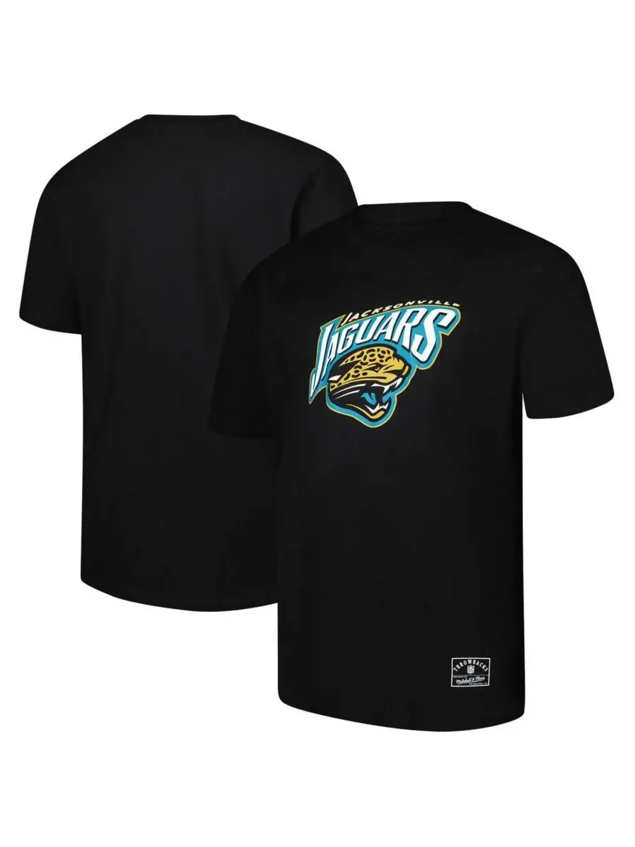 Mitchell & Ness Мужская черная классическая футболка с круглым вырезом Jacksonville Jaguars — изображение 1 из 3, черный