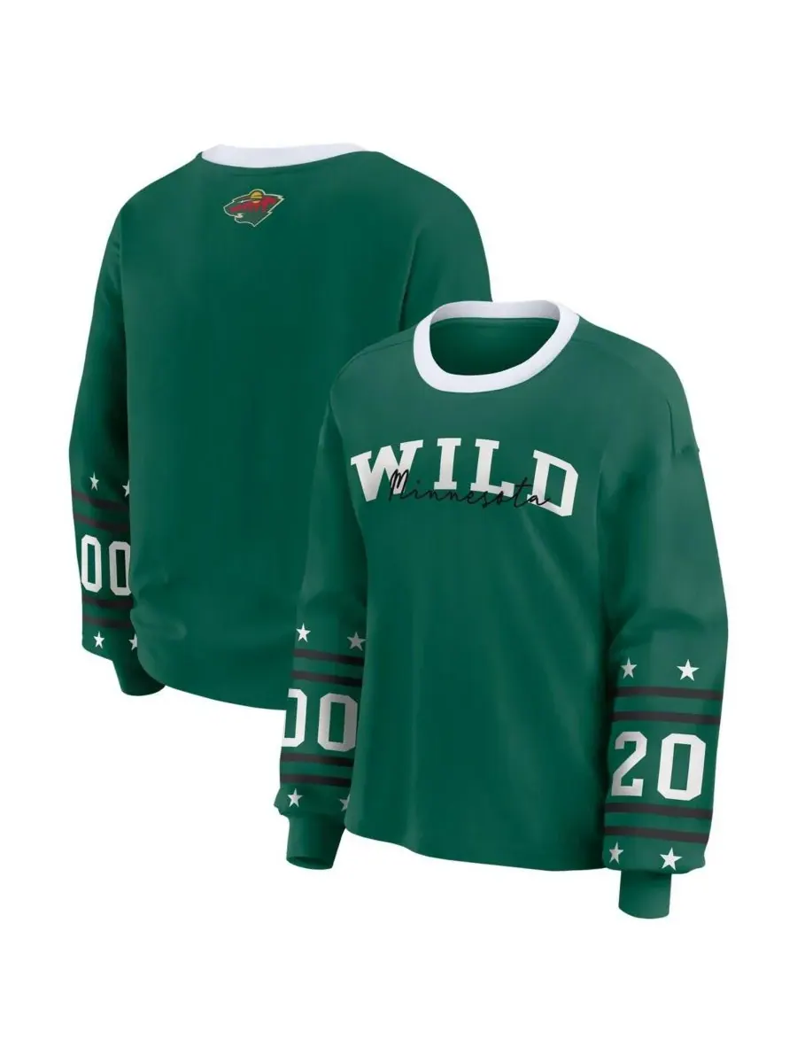 WEAR by Erin Andrews Женская зеленая спортивная футболка с длинными рукавами Minnesota Wild — изображение 1 из 5, зеленый