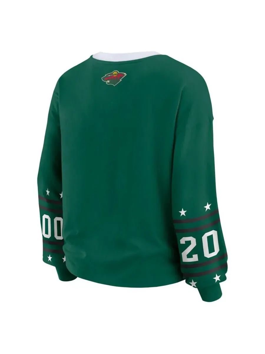 WEAR by Erin Andrews Женская зеленая спортивная футболка с длинными рукавами Minnesota Wild — изображение 3 из 5, зеленый