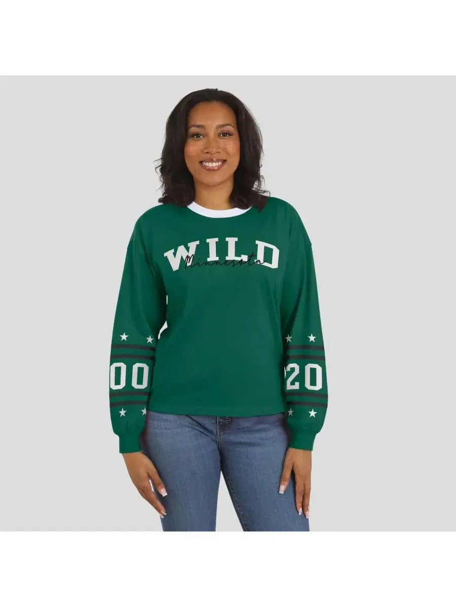 WEAR by Erin Andrews Женская зеленая спортивная футболка с длинными рукавами Minnesota Wild — изображение 4 из 5, зеленый
