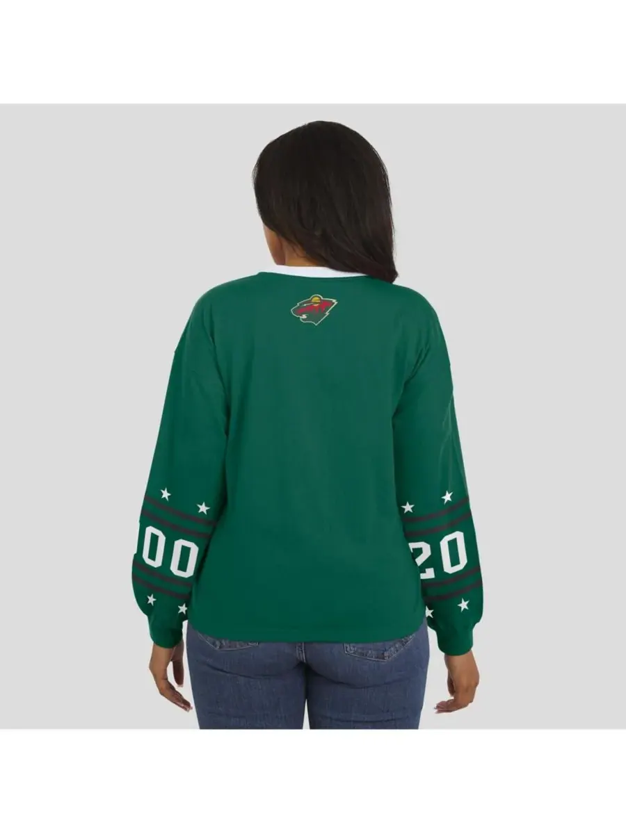 WEAR by Erin Andrews Женская зеленая спортивная футболка с длинными рукавами Minnesota Wild — изображение 5 из 5, зеленый