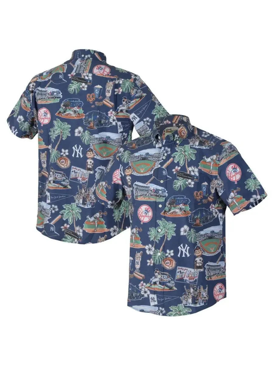 Reyn Spooner Мужская темно-синяя рубашка New York Yankees Scenic Tri-Blend на пуговицах — изображение 1 из 3, темно-синий