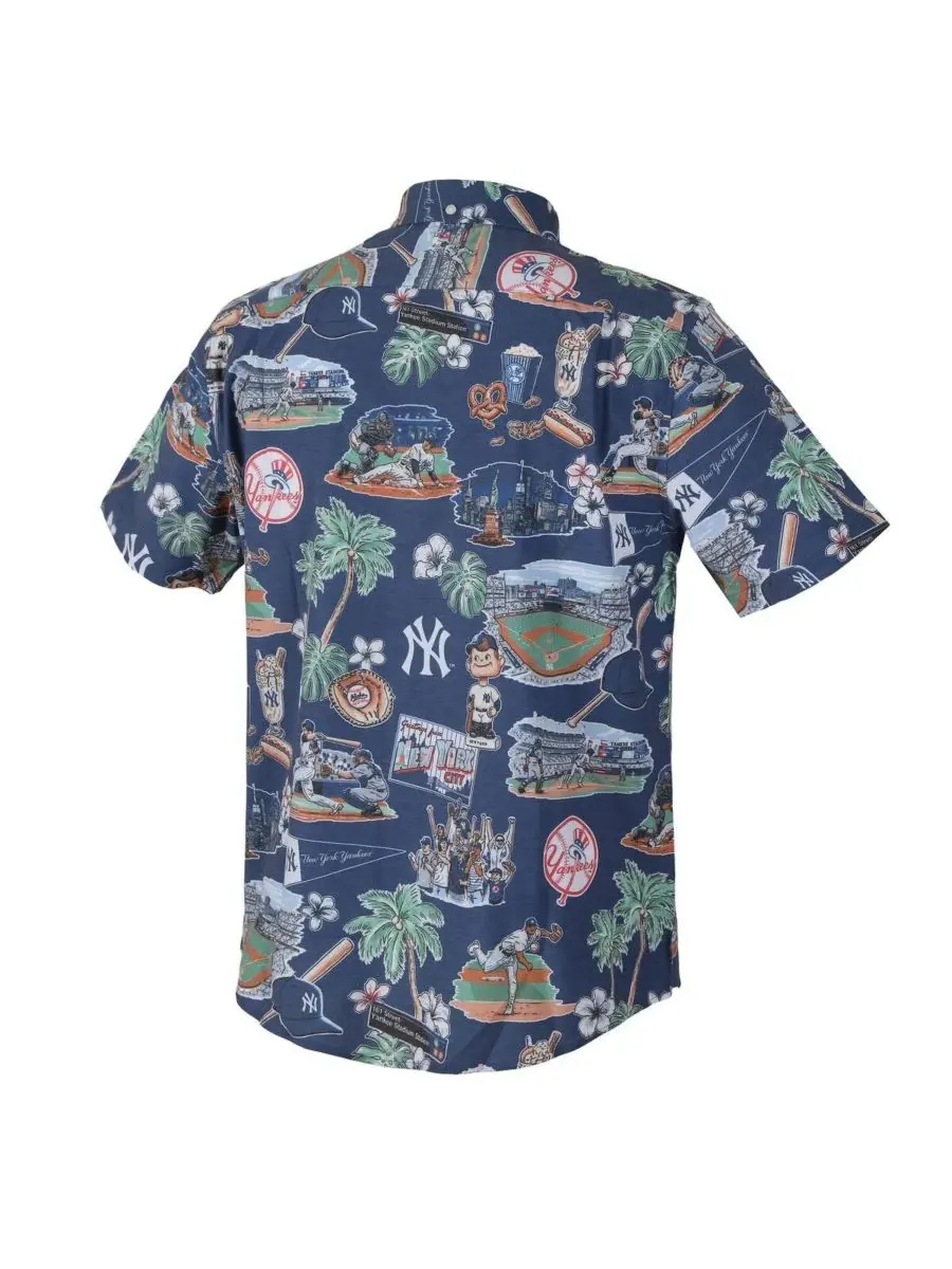 Reyn Spooner Мужская темно-синяя рубашка New York Yankees Scenic Tri-Blend на пуговицах — изображение 3 из 3, темно-синий