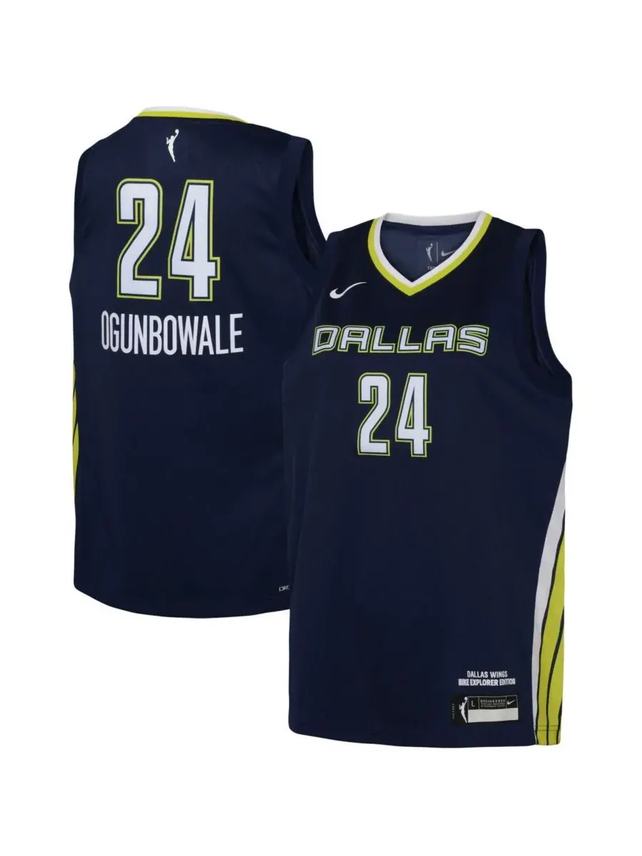 Nike Детская футболка Arike Ogunbowale Navy Dallas Wings 2021 Explorer Edition Victory Player — изображение 1 из 3