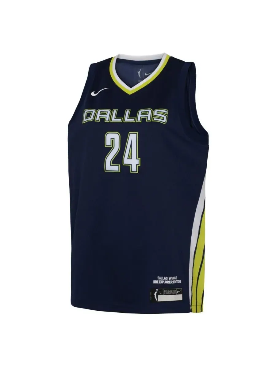 Nike Детская футболка Arike Ogunbowale Navy Dallas Wings 2021 Explorer Edition Victory Player — изображение 2 из 3