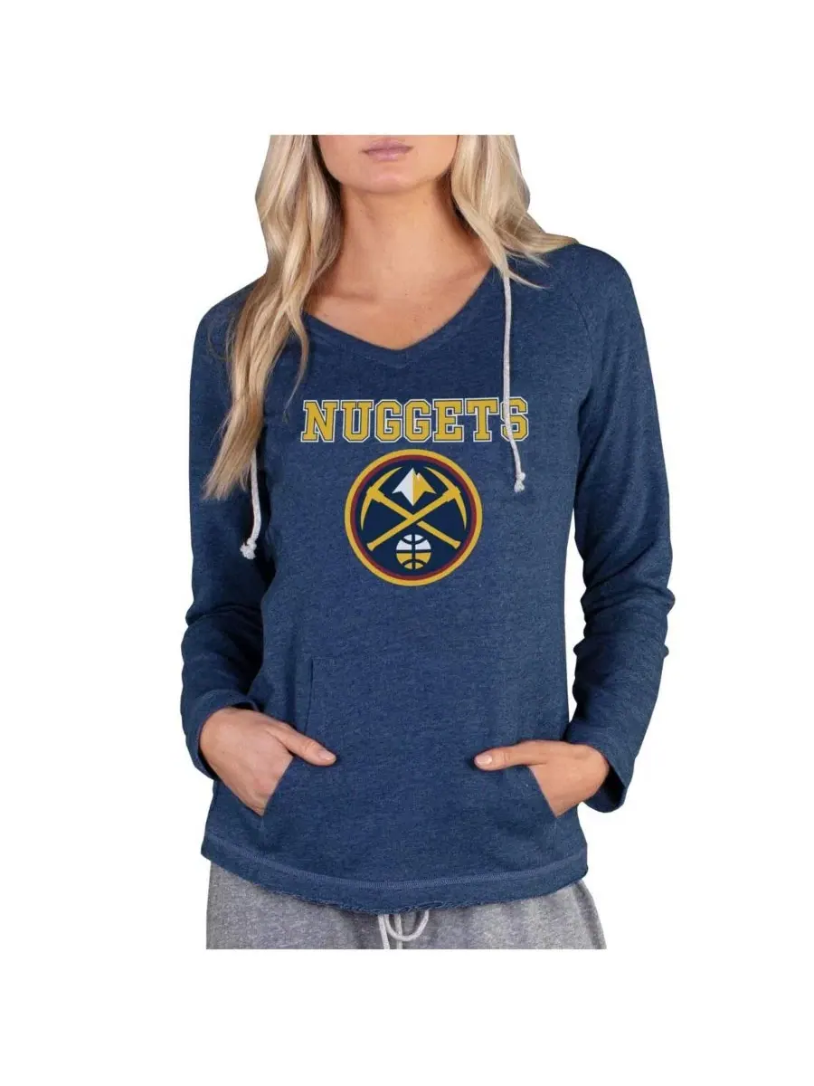 Женская темно-синяя махровая толстовка Denver Nuggets Mainstream Terry с капюшоном Concepts Sport — изображение 1 из 1