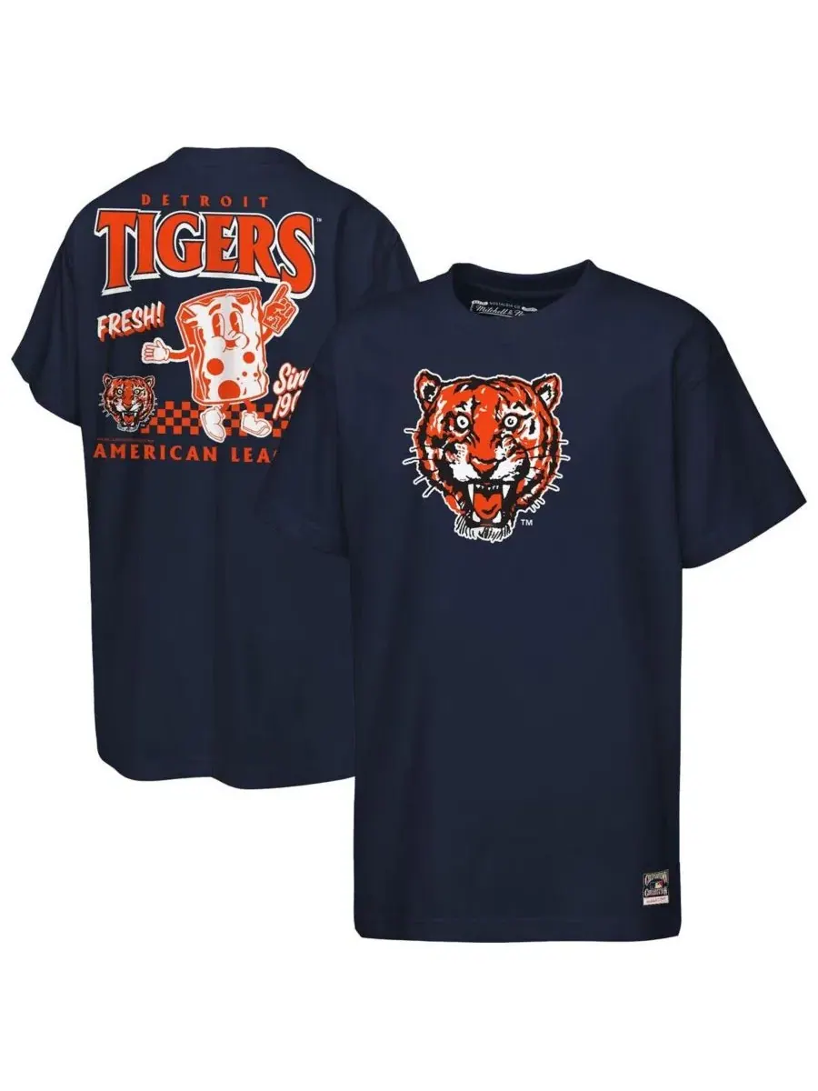 Футболка Big Boys and Girls Navy Detroit Tigers Cooperstown Concession Mitchell & Ness — изображение 1 из 3, темно-синий