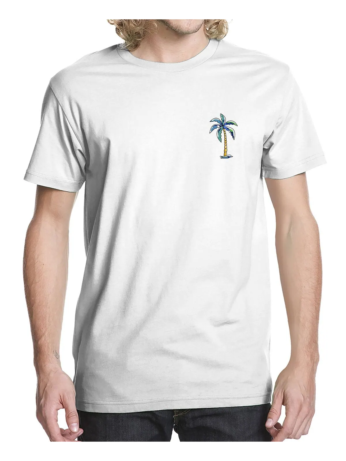 Мужская футболка с рисунком ocean palms Buzz Shirts — изображение 1 из 1, белый