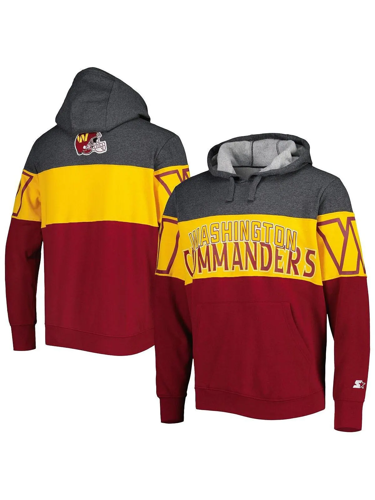 Мужская темно-серая, бордовая толстовка с капюшоном washington commanders extreme pullover Starter — изображение 1 из 4