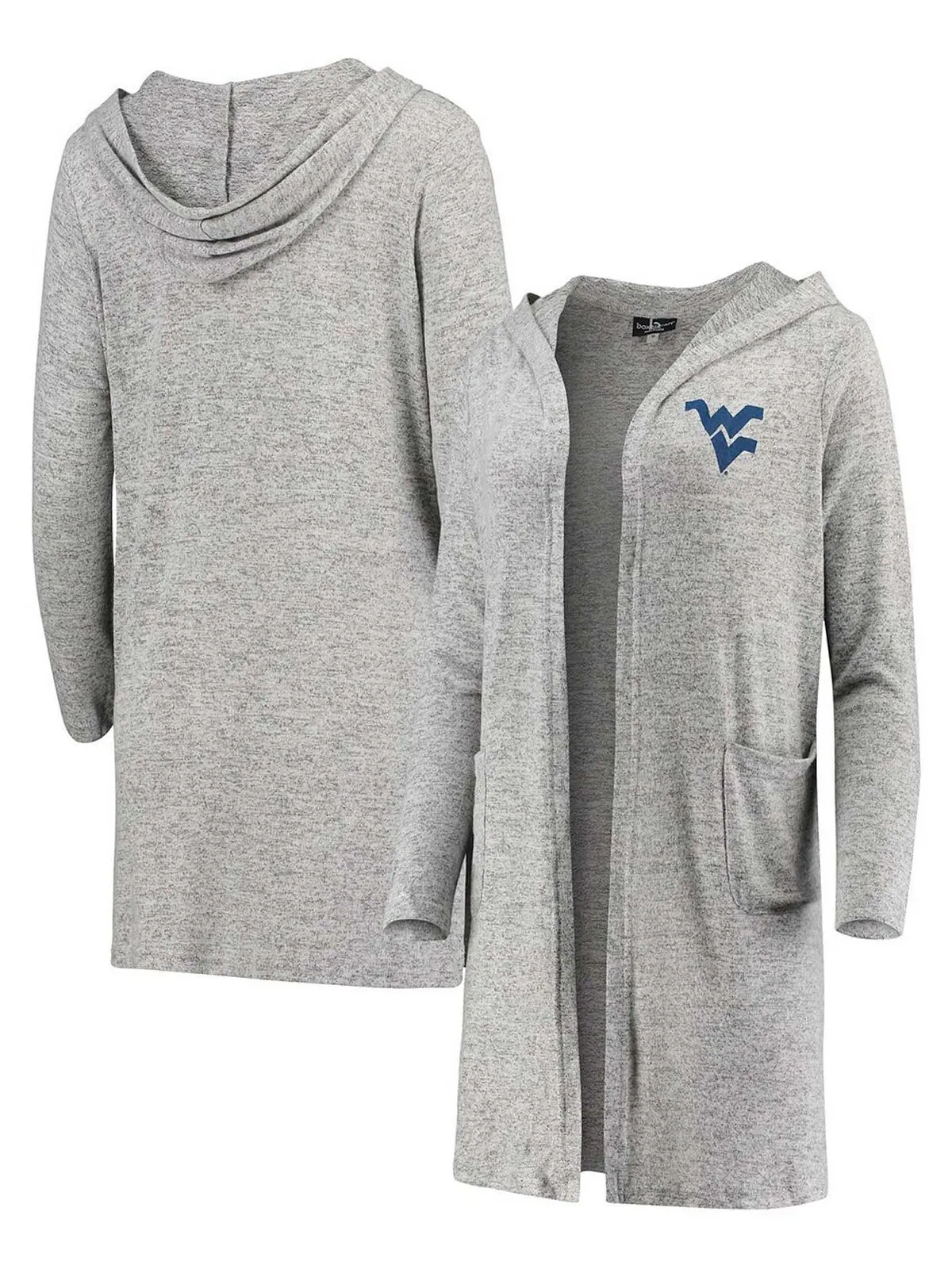 Женский серый кардиган с капюшоном из ткани West Virginia Mountaineers Cuddle Soft Duster Tri-Blend — серый