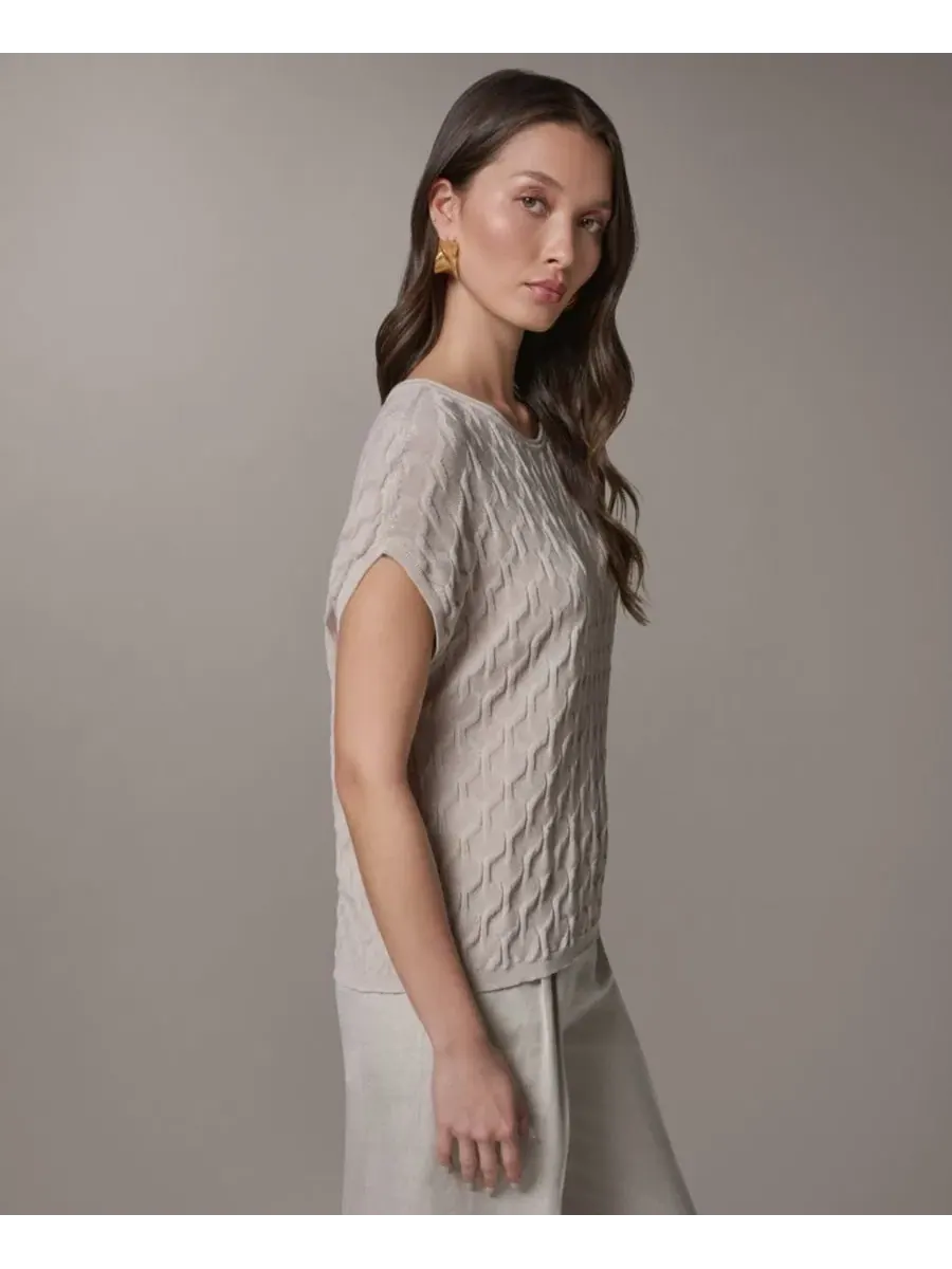 Женский свитер с короткими рукавами и круглым вырезом Donna Karan New York — изображение 3 из 6