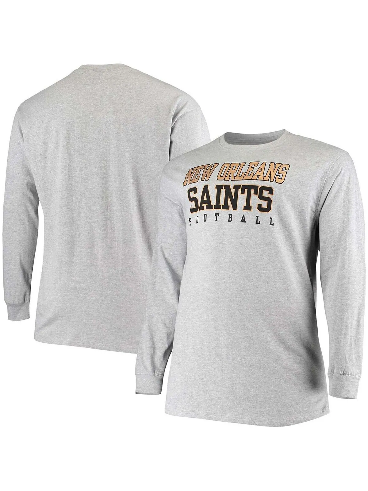 Мужская серая футболка Big and Tall с длинными рукавами New Orleans Saints Practice Fanatics — изображение 1 из 3, серый