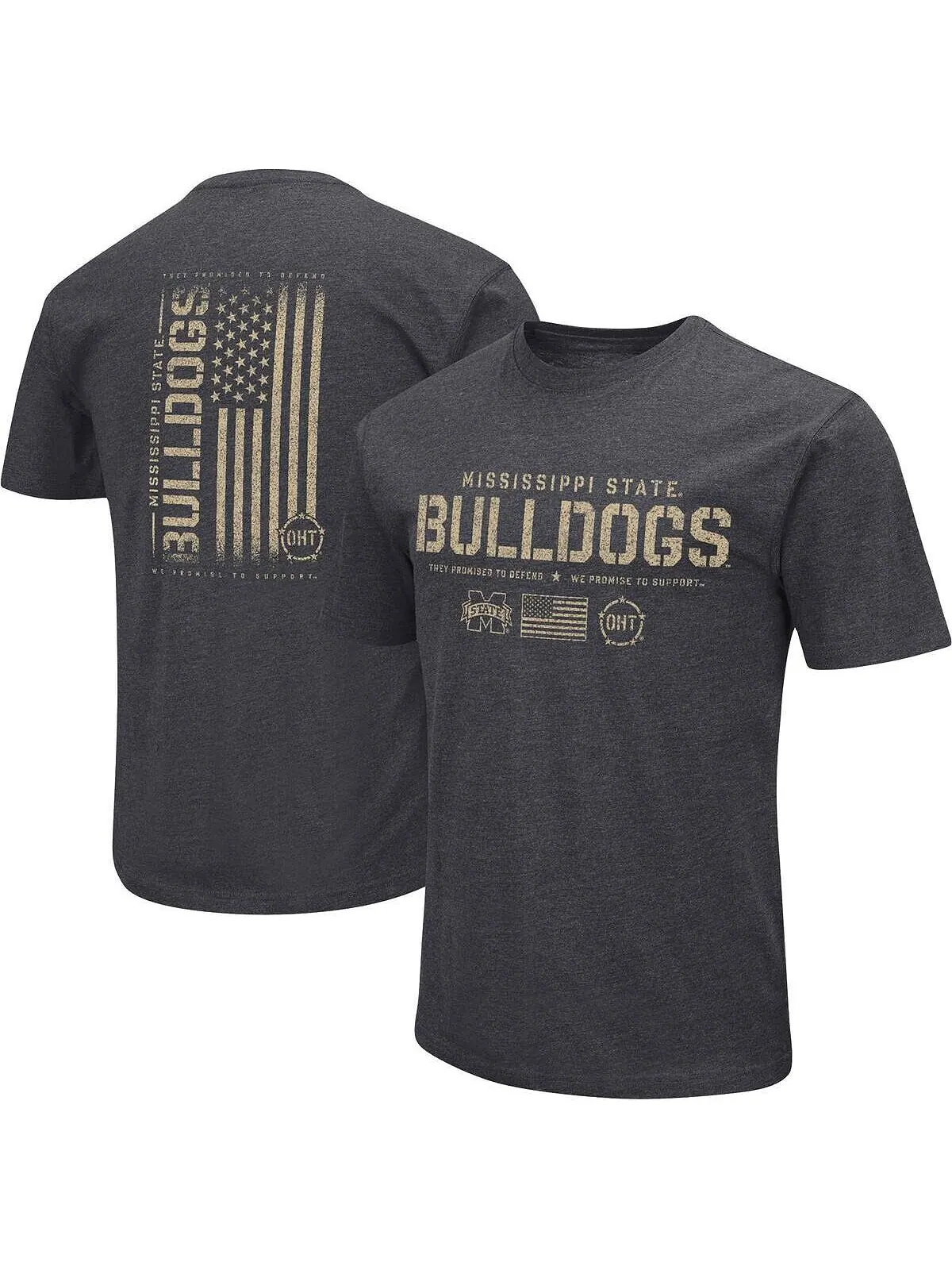 Мужская футболка в стиле милитари с надписью «Heather Black Mississippi State Bulldogs Big and Tall — изображение 1 из 4
