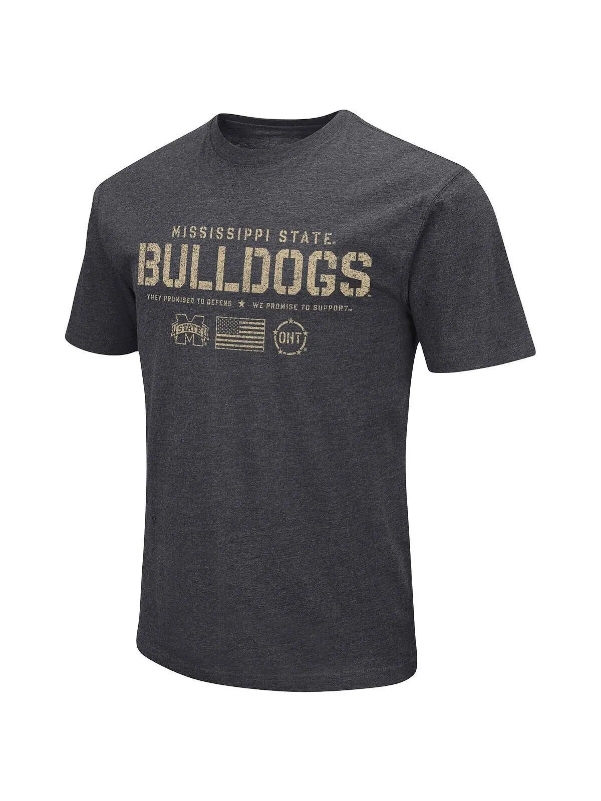 Мужская футболка в стиле милитари с надписью «Heather Black Mississippi State Bulldogs Big and Tall — изображение 2 из 4