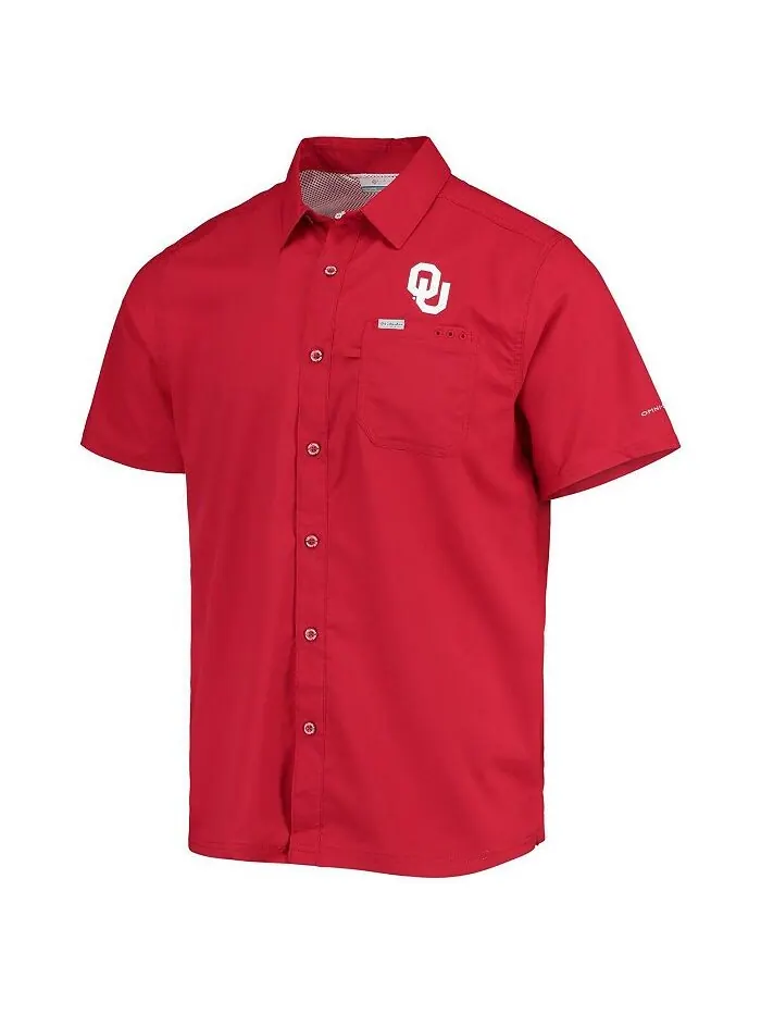 Мужская рубашка на пуговицах PFG Crimson Oklahoma Early Slack Tide Camp Columbia — изображение 2 из 3, красный