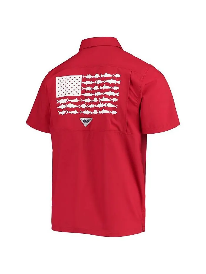 Мужская рубашка на пуговицах PFG Crimson Oklahoma Early Slack Tide Camp Columbia — изображение 3 из 3, красный