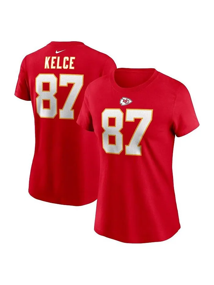 Женская красная футболка Travis Kelce Kansas City Chiefs с именем и номером игрока Nike — изображение 1 из 3, красный