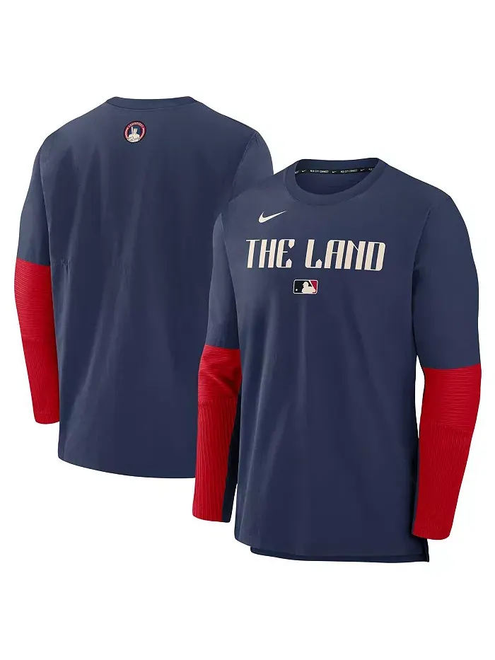 Мужская синяя футболка Cleveland Guardians Authentic Collection City Connect с длинным рукавом — изображение 1 из 3