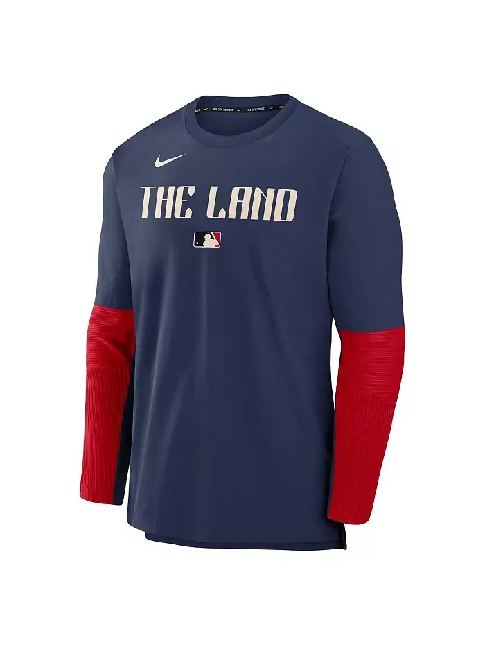 Мужская синяя футболка Cleveland Guardians Authentic Collection City Connect с длинным рукавом — изображение 3 из 3