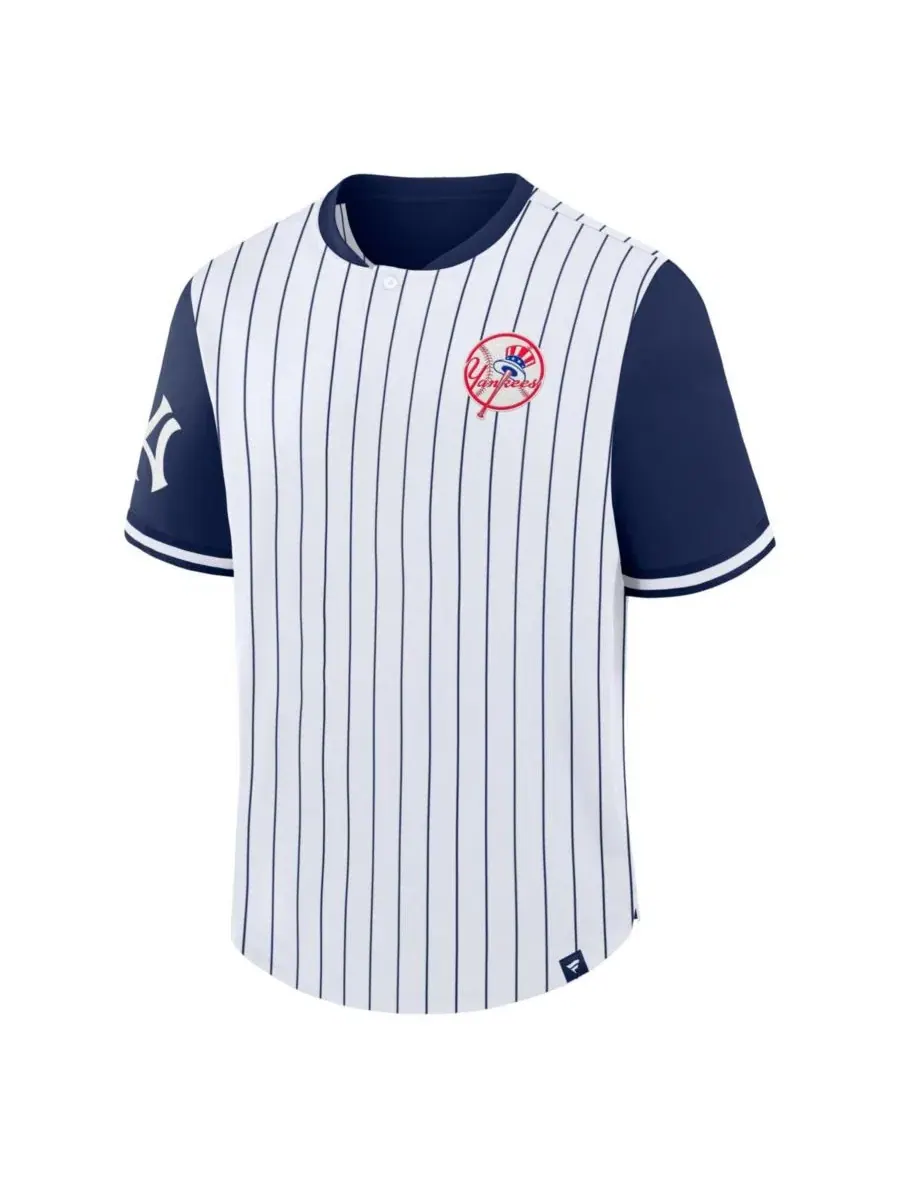 Футболка с принтом Pinstripe Walk Off New York Yankees Fanatics — изображение 1 из 5, белый темно-синий