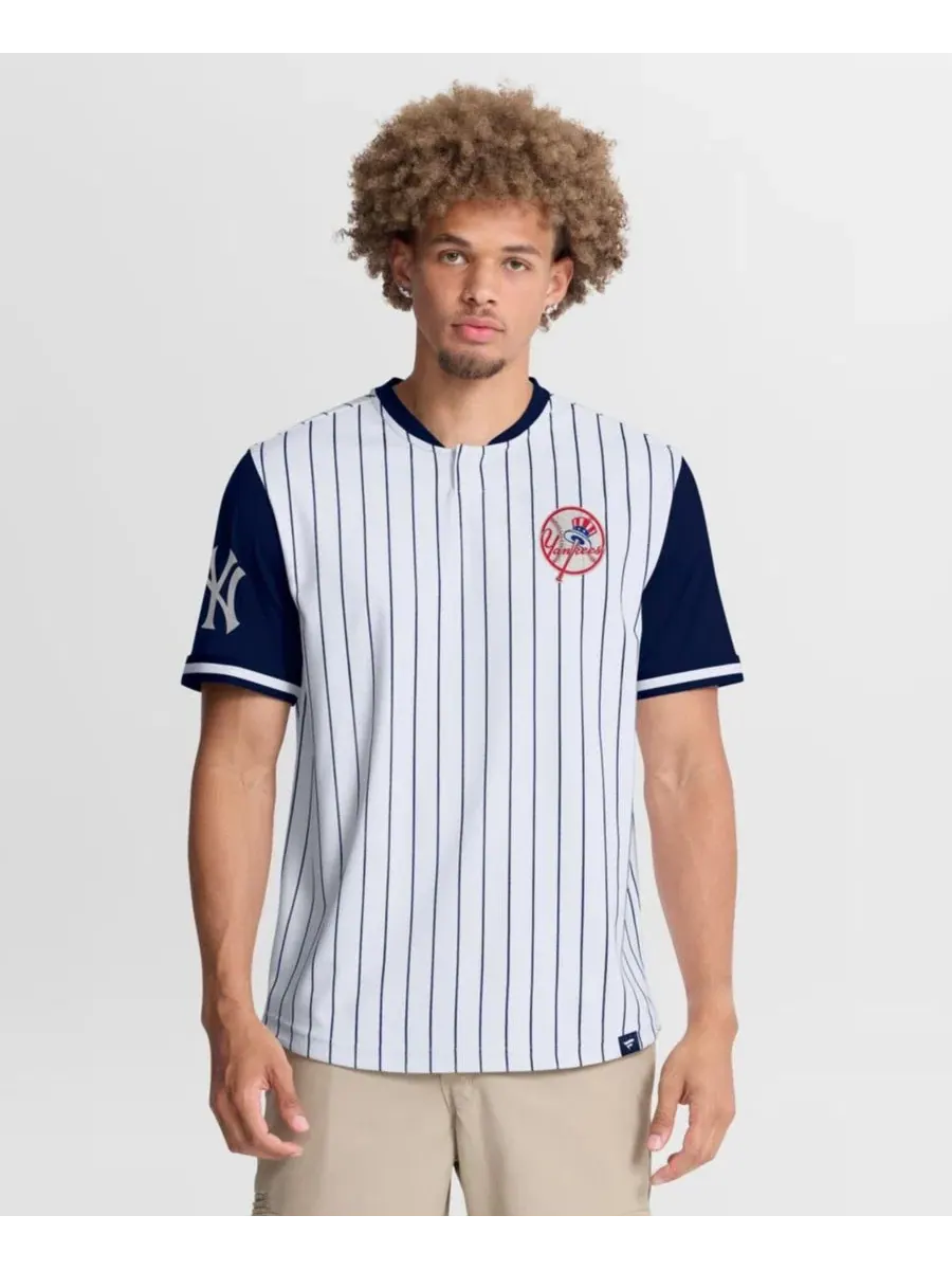 Футболка с принтом Pinstripe Walk Off New York Yankees Fanatics — изображение 3 из 5, белый темно-синий