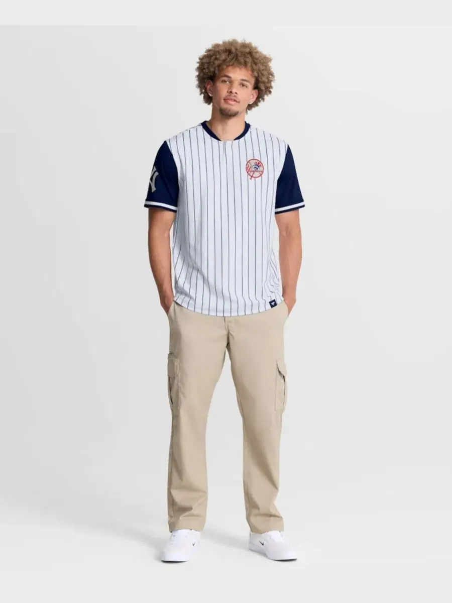 Футболка с принтом Pinstripe Walk Off New York Yankees Fanatics — изображение 5 из 5, белый темно-синий