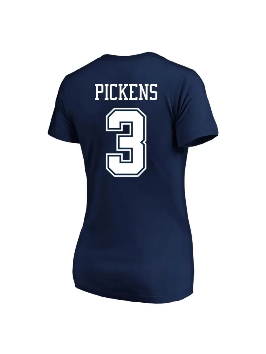 Футболка женская с V-образным вырезом George Pickens Navy Dallas Cowboys Plus Size Name & Number — изображение 2 из 3