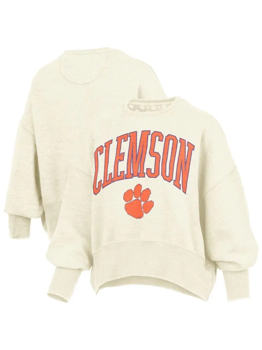Свитшот оверсайз с флисовой подкладкой, с принтом, Clemson Tigers Pressbox — изображение 1 из 3, прозрачный