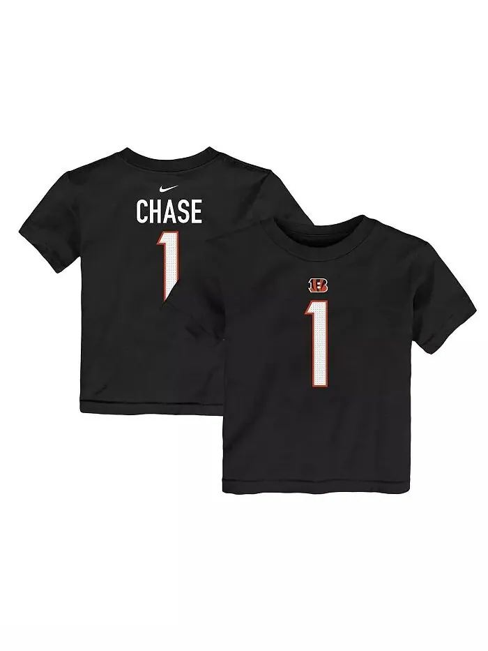 Футболка Ja'Marr Chase Black Cincinnati Bengals с именем и номером игрока для мальчиков и девочек — изображение 1 из 3
