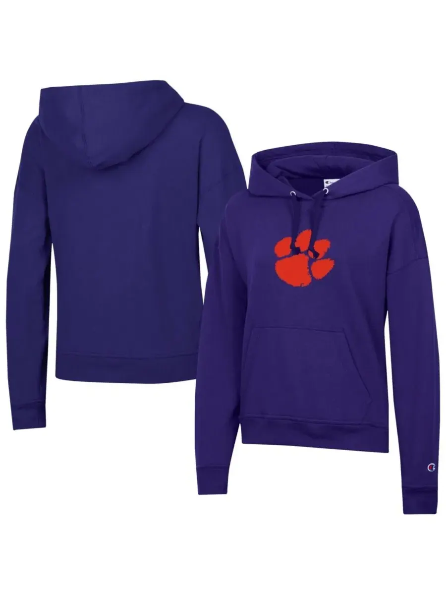 Худи с капюшоном Powerblend Fleece с принтом Clemson Tigers Champion — изображение 1 из 3, фиолетовый