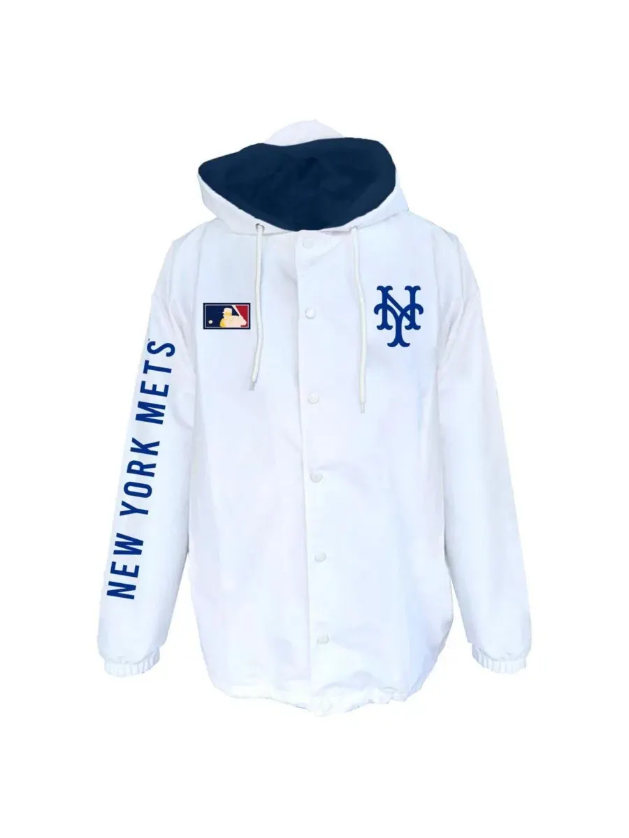 Куртка-худи на кнопках New York Mets Mitchell & Ness — изображение 2 из 3, белый