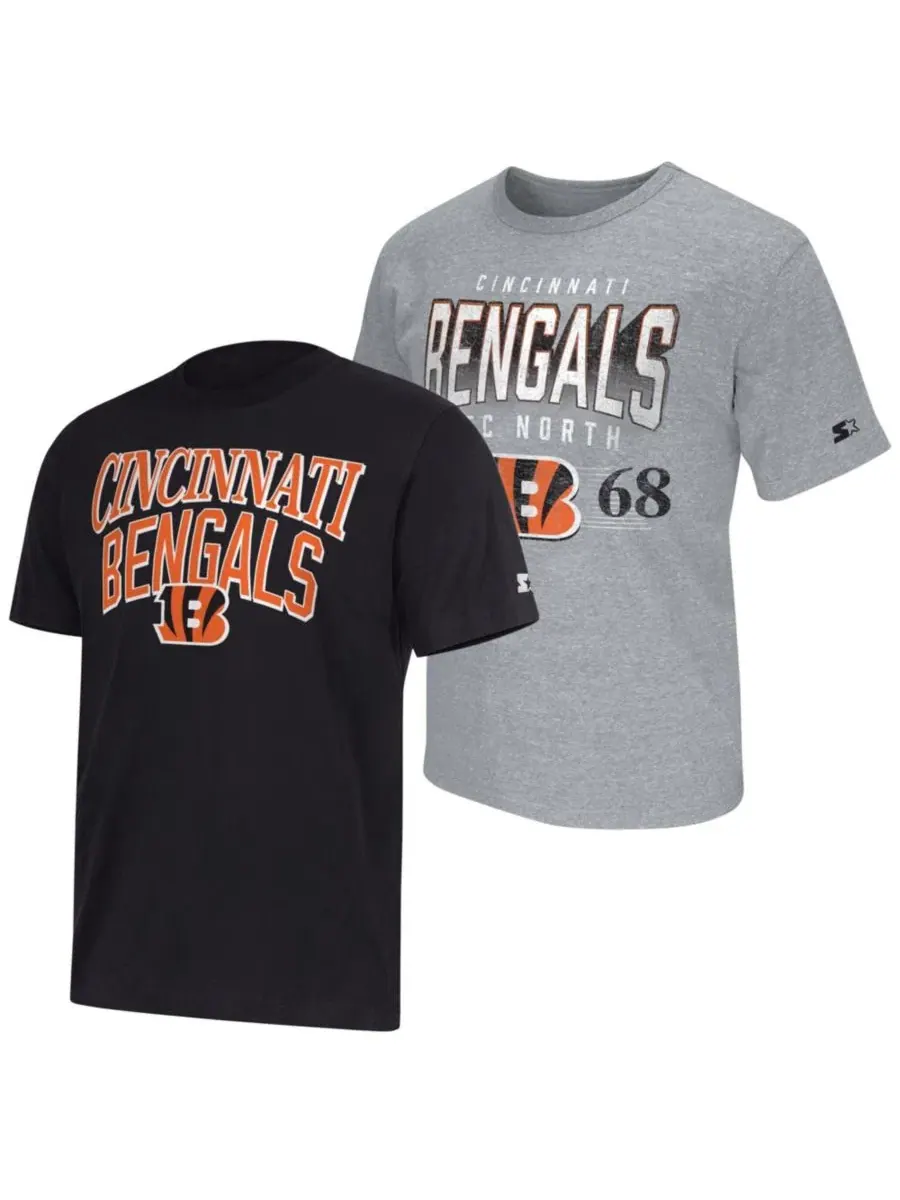 Комплект из 2 футболок с логотипом Cincinnati Bengals Starter — изображение 1 из 5, черный серый