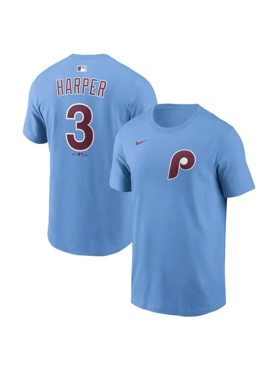 Футболка с именем и номером игрока Bryce Harper Philadelphia Phillies Nike — изображение 1 из 3, светлый синий