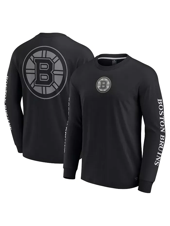 Мужская черная футболка с длинным рукавом Boston Bruins Elements Strive Fanatics — изображение 1 из 3