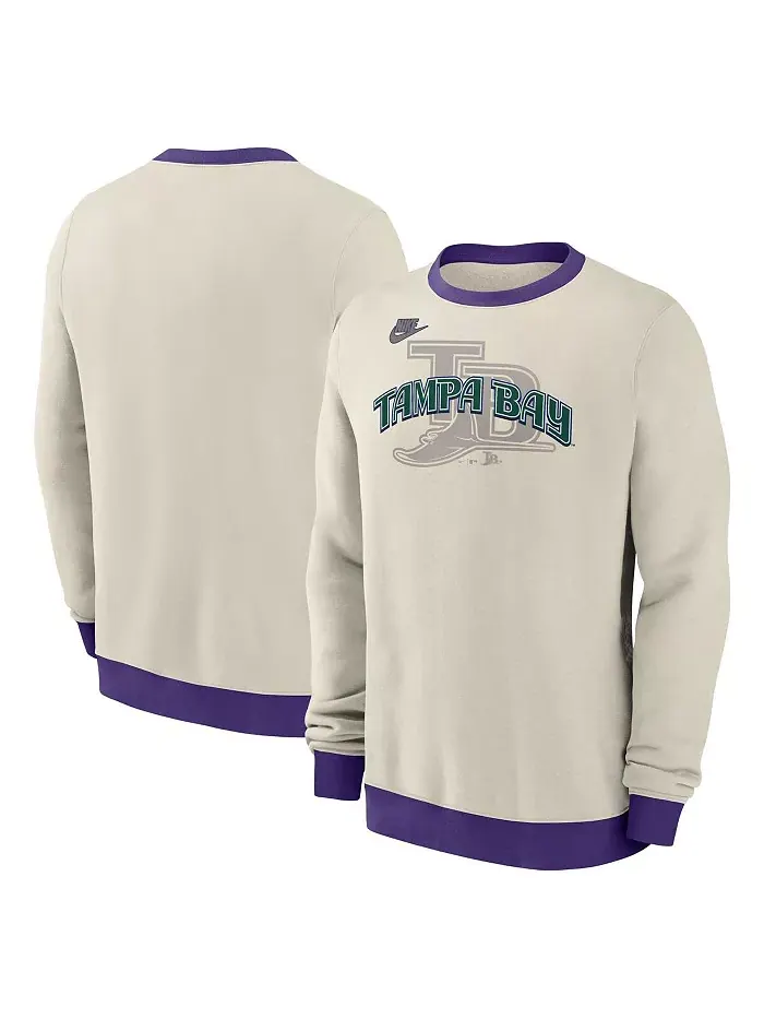 Мужской кремовый флисовый свитшот Tampa Bay Rays Cooperstown Collection Nike — изображение 1 из 3