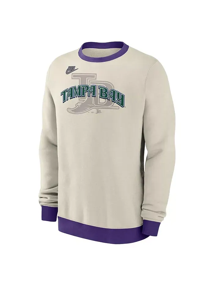 Мужской кремовый флисовый свитшот Tampa Bay Rays Cooperstown Collection Nike — изображение 2 из 3